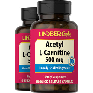 Acetyl L-Carnitine, 500 mg, 120 Quick Release Capsules, 2 Bottles