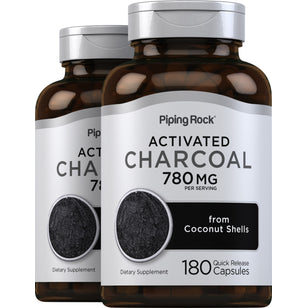 Activated Coconut Charcoal, 780 mg (per serving), 180 Quick Release Capsules, 2 Bottles