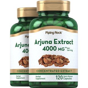 Arjuna Standardized Extract, 4000 mg (per serving), 120 Quick Release Capsules, 2 Bottles