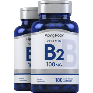B-2 (Riboflavin), 100 mg, 180 Quick Release Capsules, 2 Bottles