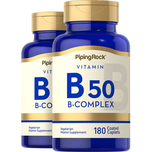 B-50 Vitamin B Complex, 180 Coated Caplets, 2 Bottles