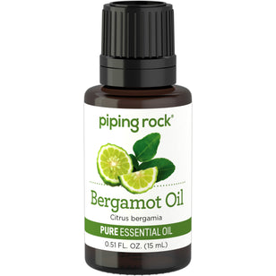 Bergamot Pure Essential Oil (GC/MS Tested), 1/2 fl oz (15 mL) Dropper Bottle