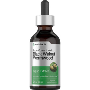Black Walnut Wormwood Liquid Extract Alcohol Free, 2 fl oz (59 mL) Dropper Bottle