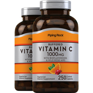 Buffered C 1000 mg with Bioflavonoids & Wild Rose Hips, 250 Coated Caplets, 2 Bottles