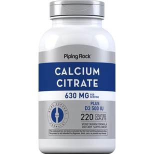 Calcium Citrate 630 mg (per serving) Plus D3 500 IU, 220 Coated Caplets