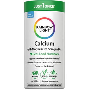 Calcium Magnesium and Vegan D3 + Real Food Nutrients, 180 Vegetarian Caplets