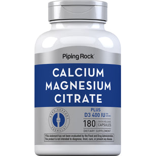 Calcium & Magnesium Citrate Plus D3 (Cal 300mg/Mag 150mg/D3 400IU) (per serving), 180 Quick Release Capsules