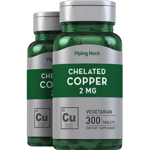Chelated Copper (Amino Acid Chelate), 2 mg, 300 Tablets, 2 Bottles