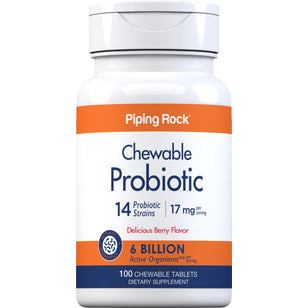 Chewable Probiotic 14 Strains 6 Billion Organisms (Berry), 100 Chewable Tablets
