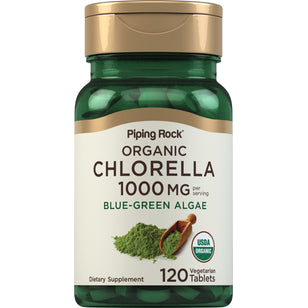 Chlorella (Organic), 1000 mg (per serving), 120 Vegetarian Tablets