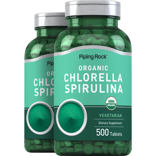 Chlorella Spirulina (Organic), 500 Tablets, 2 Bottles
