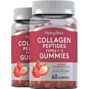 Collagen Type 1 & 3 (Strawberry), 60 Gummies, 2 Bottles