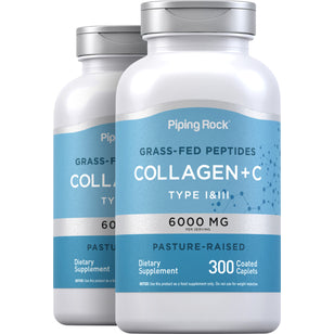 Collagen Type I & III, 6000 mg (per serving), 300 Coated Caplets, 2 Bottles