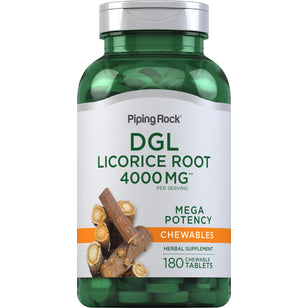 DGL Licorice Root Chewable Mega Potency (Deglycyrrhizinated), 4000 mg (per serving), 180 Chewable Tablets