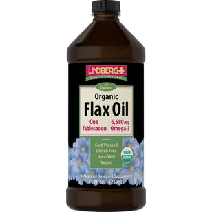 Flax Oil with Lignans Liquid (Organic), 16 fl oz (473 mL) Bottle
