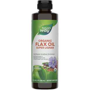 Flax Oil with Lignans Liquid (Organic), 16 fl oz (480 mL) Bottle