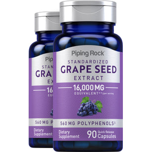 Grape Seed Extract, 16,000 mg (per serving), 90 Quick Release Capsules, 2 Bottles