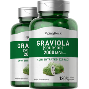 Graviola Soursop, 2000 mg (per serving), 120 Quick Release Capsules, 2 Bottles