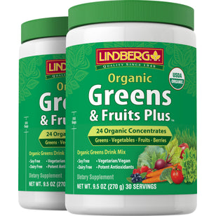 Greens & Fruits Plus Organic, 9.5 oz (270 g) Bottle, 2 Bottles