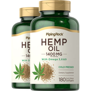 Hemp Seed Oil (Cold Pressed), 1400 mg (per serving), 180 Quick Release Softgels, 2 Bottles