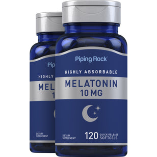 Highly Absorbable Melatonin, 10 mg, 120 Quick Release Softgels, 2 Bottles