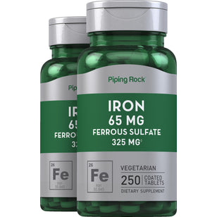 Iron Ferrous Sulfate, 65 mg, 250 Coated Tablets, 2 Bottles