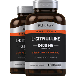 L-Citrulline, 2400 mg (per serving), 180 Quick Release Capsules, 2 Bottles