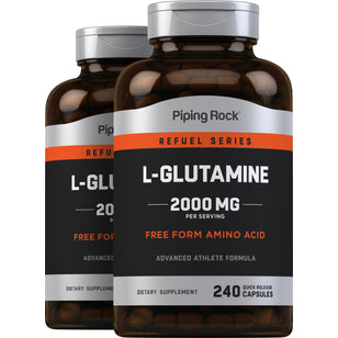 L-Glutamine, 2000 mg (per serving), 240 Quick Release Capsules, 2 Bottles