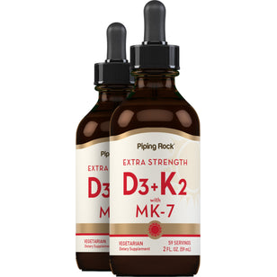 Liquid Vitamin D3 & K-2, 2 fl oz (59 mL) Dropper Bottle, 2 Dropper Bottles