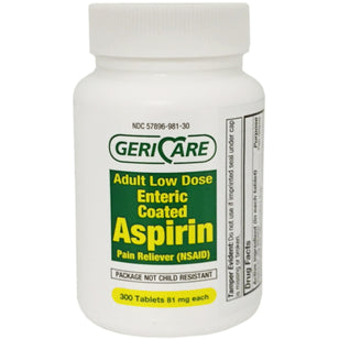 Low Dose Aspirin 81 mg Enteric Coated, 300 Tablets