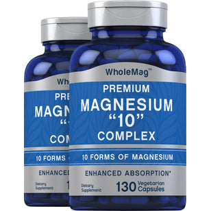Magnesium "10" Complex, 130 Vegetarian Capsules, 2 Bottles