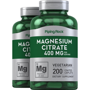 Magnesium Citrate, 400 mg (per serving), 200 Coated Caplets, 2 Bottles