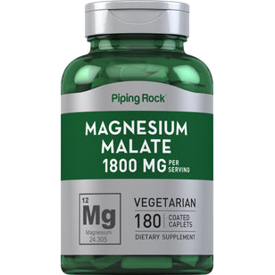 Magnesium Malate, 1800 mg (per serving), 180 Coated Caplets