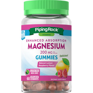 Magnesium (Natural Lemon Raspberry), 200 mg (per serving), 60 Vegan Gummies