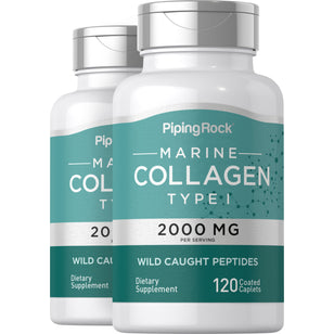 Marine Collagen Type 1, 2000 mg (per serving), 120 Coated Caplets, 2 Bottles