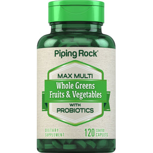 Max Multi Whole Greens/Fruits & Vegetables with Probiotics, 120 Coated Caplets