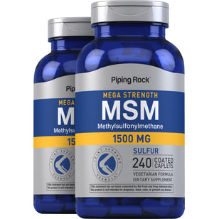 Mega MSM + Sulfur, 1500 mg, 240 Coated Caplets, 2 Bottles