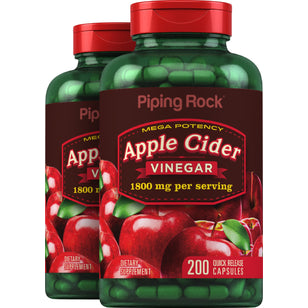 Mega Potency Apple Cider Vinegar, 1800 mg (per serving), 200 Quick Release Capsules, 2 Bottles
