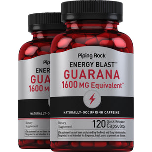 Mega Strength Guarana, 1600 mg, 120 Quick Release Capsules, 2 Bottles