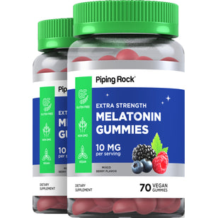 Melatonin (Delicious Mixed Berry), 10 mg (per serving), 70 Vegan Gummies, 2 Bottles