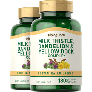 Milk Thistle, Dandelion & Yellow Dock, 180 Quick Release Capsules, 2 Bottles