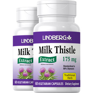 Milk Thistle Standardized Extract, 175 mg, 60 Vegetarian Capsules, 2 Bottles