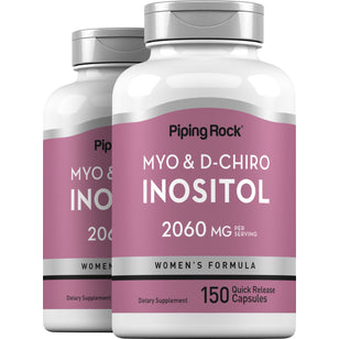 Myo & D-Chiro Inositol for Women, 2060 mg (per serving), 150 Quick Release Capsules, 2 Bottles
