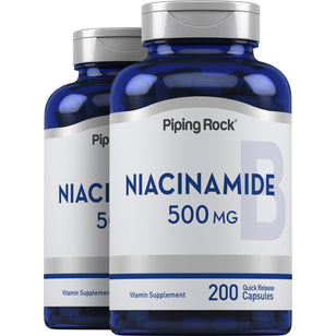 Niacinamide B-3, 500 mg, 200 Quick Release Capsules, 2 Bottles