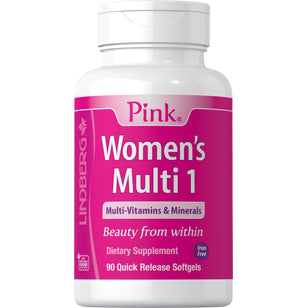 Pink Women's Multi 1 Iron Free, 90 Quick Release Softgels