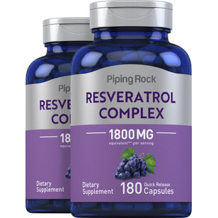 Resveratrol Complex, 1800 mg (per serving), 180 Quick Release Capsules, 2 Bottles