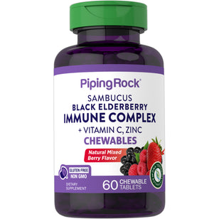 Sambucus Black Elderberry Immune Complex with C & Zinc (Natural Berry), 60 Chewable Tablets