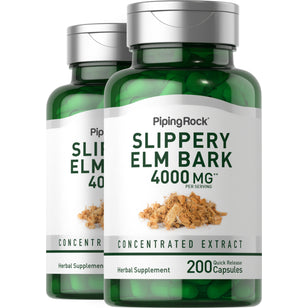 Slippery Elm Bark, 4000 mg (per serving), 200 Quick Release Capsules, 2 Bottles