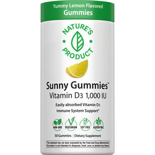 Sunny Gummies Vitamin D3 1,000 IU (Yummy Lemon), 50 Gummies