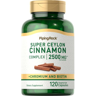 Super Ceylon Cinnamon Complex w/ Chromium & Biotin, 2500 mg (per serving), 120 Vegetarian Capsules